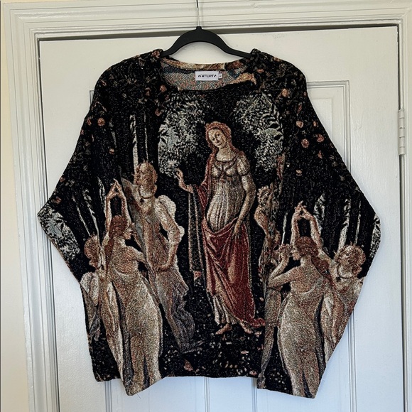 knitwrth Sweaters - Knitwrth Botticelli Black Multicolor Tapestry-Style Crewneck Sweater